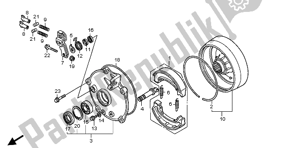 Tutte le parti per il Tamburo Freno Posteriore del Honda TRX 250 EX Sportrax 2002