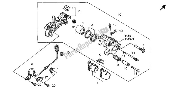 All parts for the Rear Brake Caliper & Speed Sensor of the Honda XL 700 VA Transalp 2008