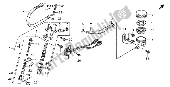 All parts for the Rear Brake Master Cylinder of the Honda GL 1800 2008