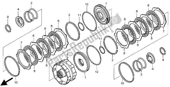 All parts for the Clutch (2-3) of the Honda TRX 680 FA Fourtrax Rincon 2010