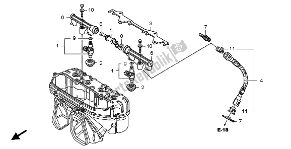 All parts for the Fuel Injector of the Honda CBR 600 RR 2010