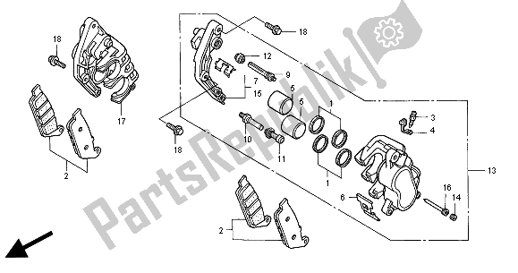 All parts for the Front Brake Caliper of the Honda GL 1500C 2000