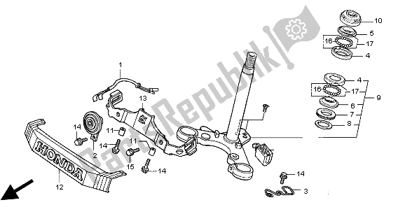 All parts for the Steering Stem of the Honda CG 125 1998