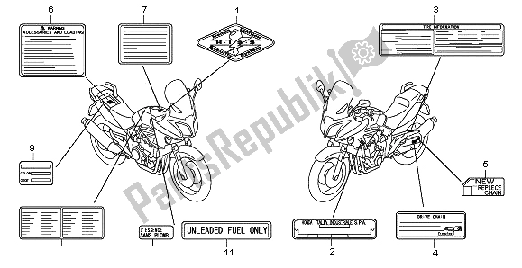 All parts for the Caution Label of the Honda CBF 1000A 2006