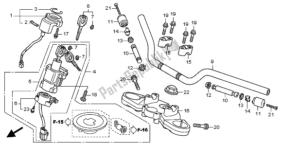 All parts for the Handle Pipe & Top Bridge of the Honda CB 600F Hornet 2008