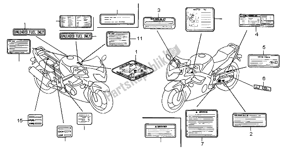 Tutte le parti per il Etichetta Di Avvertenza del Honda CBR 600 FR 2002