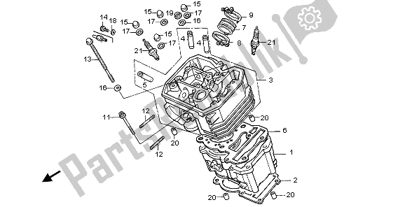 All parts for the Cylinder & Cylinder Head (front) of the Honda NTV 650 1995
