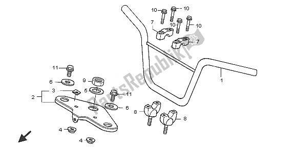 All parts for the Handle Pipe & Top Bridge of the Honda CRF 70F 2005