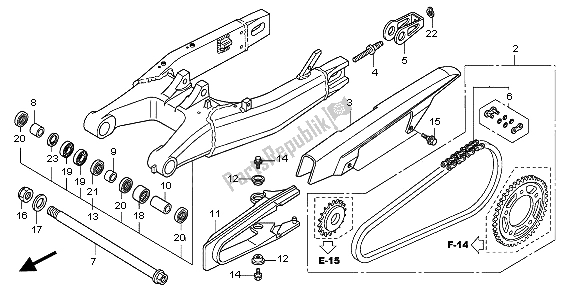 All parts for the Swingarm of the Honda CB 600F Hornet 2007