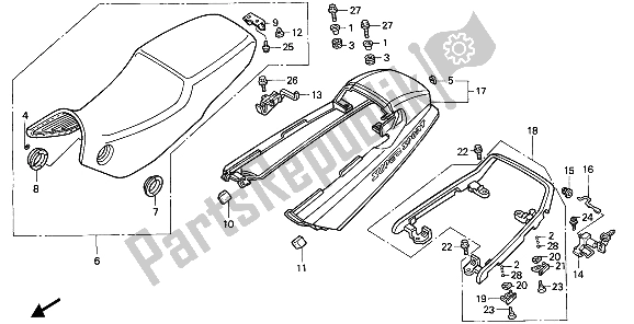 Todas as partes de Assento E Capota Traseira do Honda CBR 1000F 1990