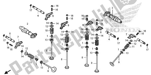 Todas las partes para árbol De Levas Y Válvula de Honda VT 1300 CXA 2013