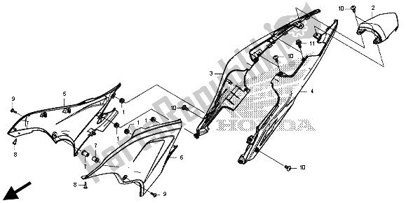 Tutte le parti per il Coperchio Laterale E Cappuccio Posteriore del Honda CB 500 FA 2013