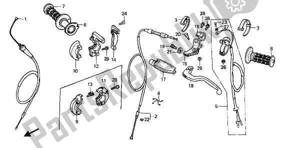 Todas las partes para Manejar Palanca E Interruptor Y Cable de Honda CR 125R 1985