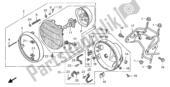 Alle onderdelen voor de Koplamp (uk) van de Honda CBF 600N 2009