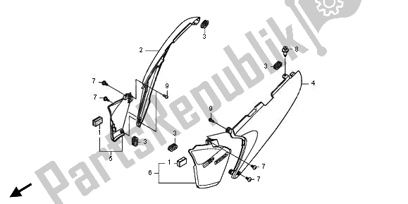 All parts for the Side Cover of the Honda XL 700V Transalp 2011