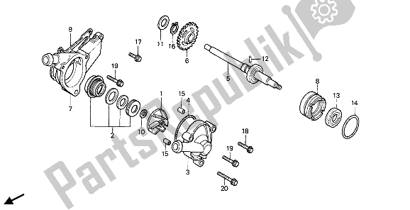 Todas las partes para Bomba De Agua de Honda MTX 200 RW 1985