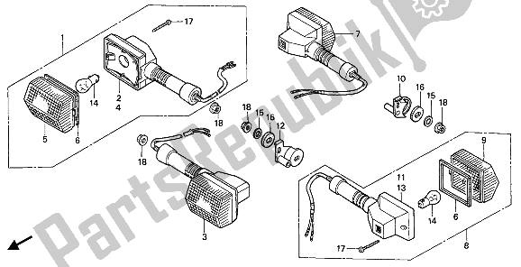 All parts for the Winker of the Honda NX 250 1989