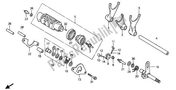 All parts for the Gearshift Drum of the Honda VF 750C 1993