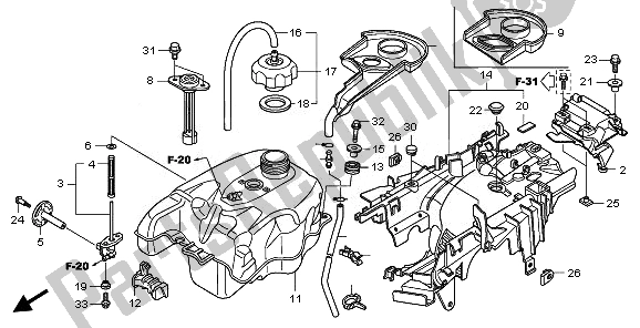 All parts for the Fuel Tank of the Honda TRX 420 FE Fourtrax Rancher 4X4 ES 2010