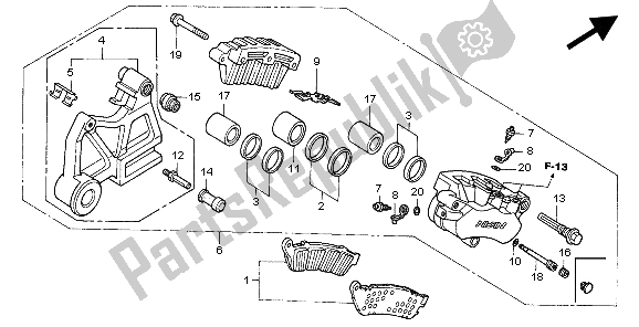 Tutte le parti per il Pinza Freno Posteriore del Honda CBR 1100 XX 1999