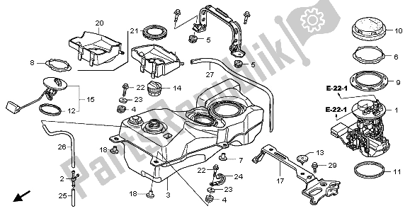 All parts for the Fuel Tank of the Honda GL 1800 2009