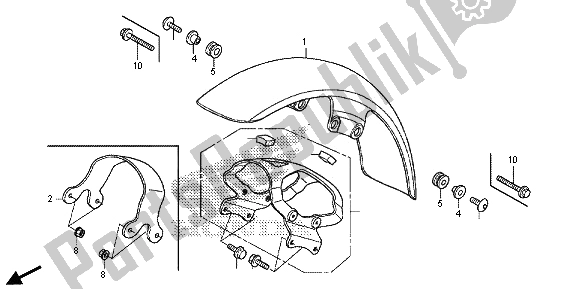 Tutte le parti per il Parafango Anteriore del Honda VT 750C2S 2013