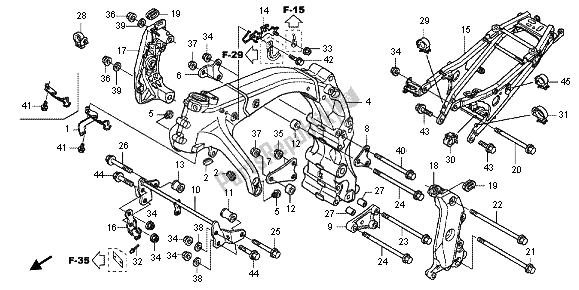 Tutte le parti per il Corpo Del Telaio del Honda CB 600 FA Hornet 2012