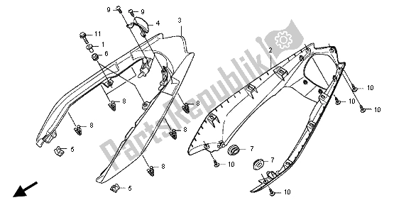 All parts for the Rear Cowl of the Honda CBF 125M 2013