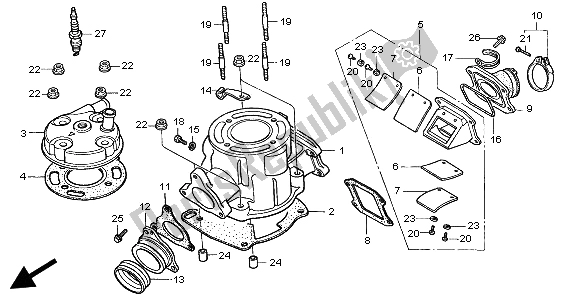 All parts for the Cylinder & Cylinder Head of the Honda CR 80 RB LW 2002