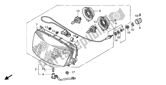 All parts for the Headlight (eu) of the Honda ST 1100A 1999