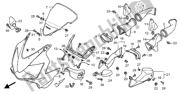 Tutte le parti per il Cappuccio Superiore del Honda CBR 600F 2005