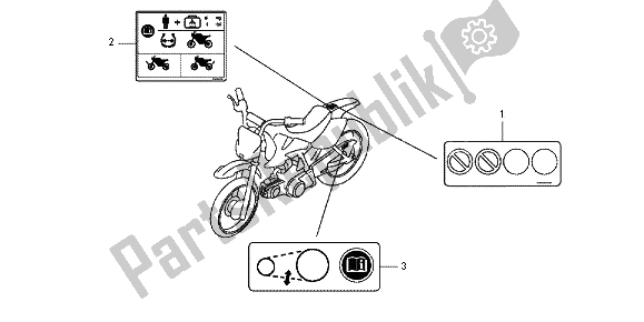 All parts for the Caution Label of the Honda CRF 70F 2012