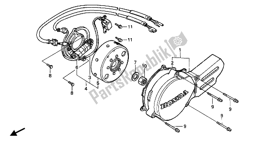 Toutes les pièces pour le Couvercle De Carter Gauche Et Générateur du Honda CR 80R 1993