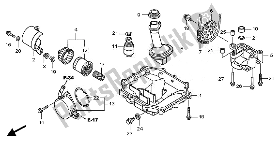 All parts for the Oil Pan & Oil Pump of the Honda CBF 1000 SA 2010