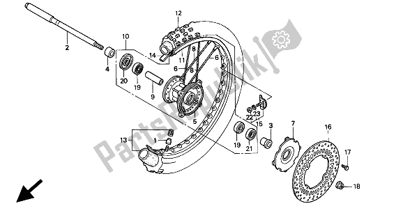 All parts for the Front Wheel of the Honda CR 500R 1994