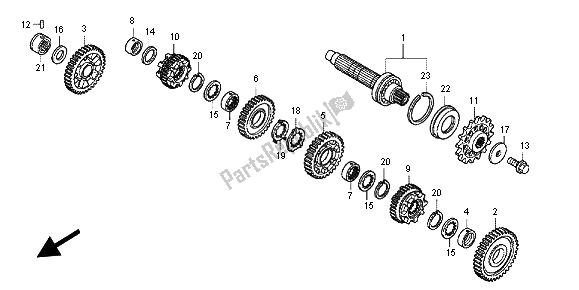 All parts for the Transmission (countershaft) of the Honda NC 700 XD 2012
