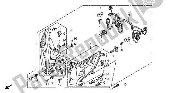 All parts for the Headlight of the Honda FES 125A 2011