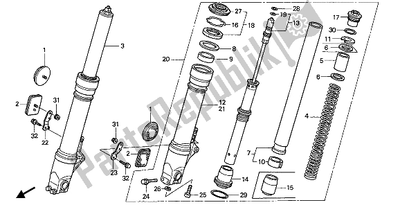 All parts for the Front Fork of the Honda CBR 900 RR 1993