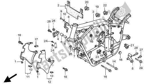 All parts for the Frame Body of the Honda VT 750C 1997