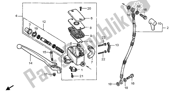 All parts for the Fr. Brake Master Cylinder of the Honda GL 1500 SE 1995