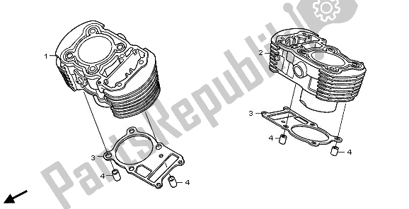 All parts for the Cylinder of the Honda VT 750 SA 2010