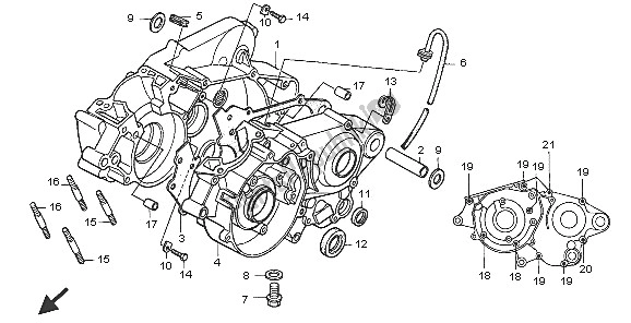 All parts for the Crankcase of the Honda CR 85R SW 2005