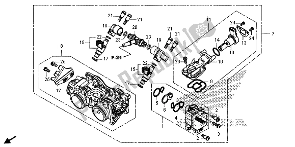 Tutte le parti per il Corpo Farfallato del Honda CBR 500 RA 2013