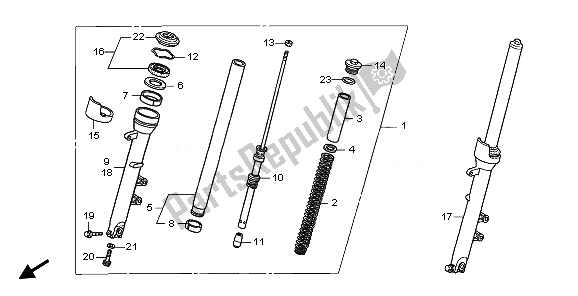 All parts for the Front Fork of the Honda CBF 1000 2008