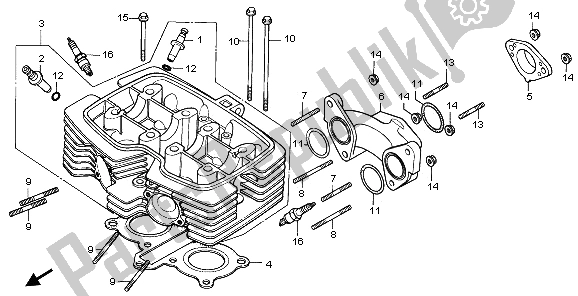 All parts for the Cylinder Head of the Honda CA 125 1996