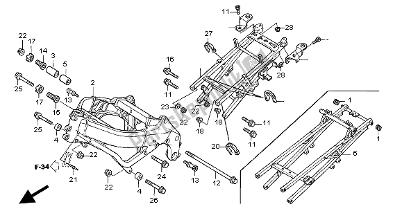 Todas as partes de Corpo Da Moldura do Honda CBR 600 FR 2002