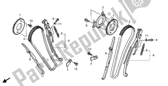 All parts for the Cam Chain & Tensioner of the Honda XL 700 VA Transalp 2009