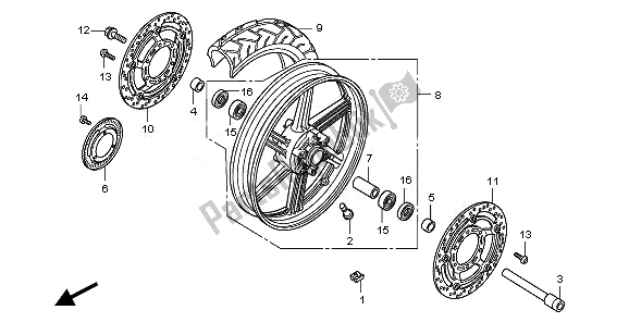 All parts for the Front Wheel of the Honda CBF 1000 TA 2010