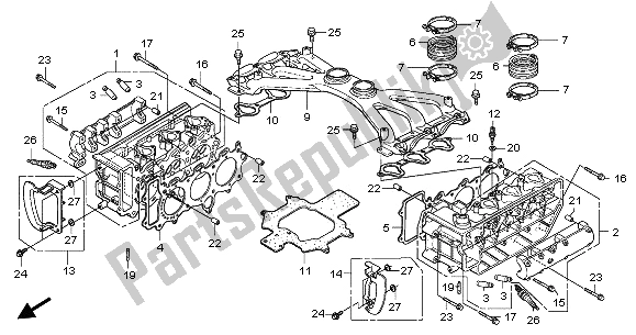All parts for the Cylinder Head of the Honda GL 1800A 2003
