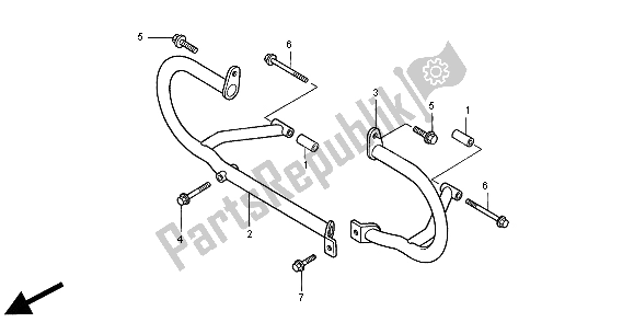 All parts for the Engine Guard of the Honda GL 1500C 2000